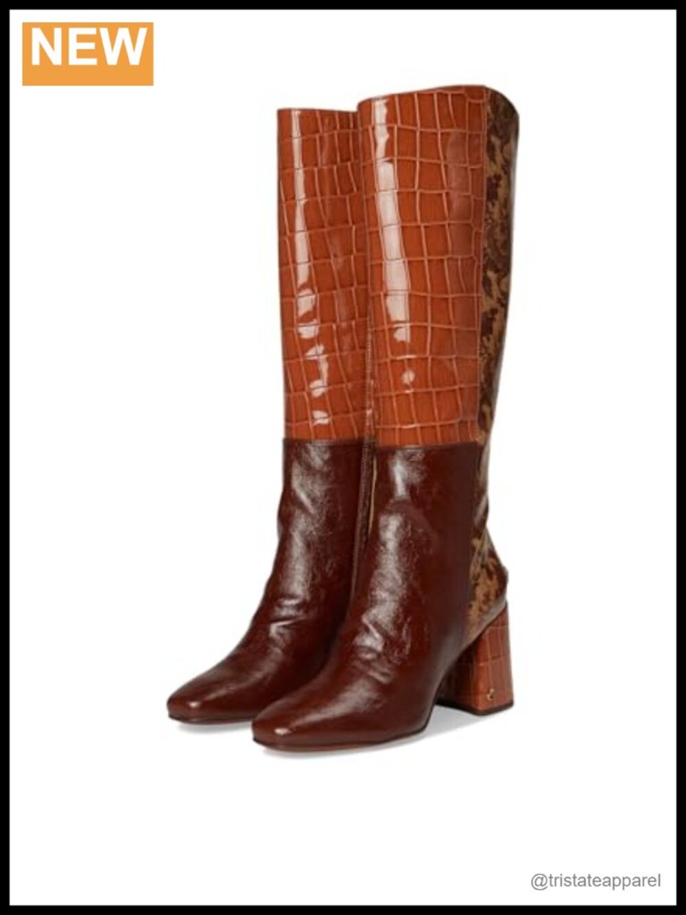 Suede Knee High Boots with Block Heel, Round Toe, Zip Closure